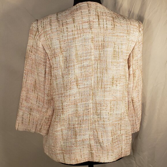 Alfred Dunner Petite Peach Embellished Collar Tweed Jacket - 6P - Picture 4 of 6